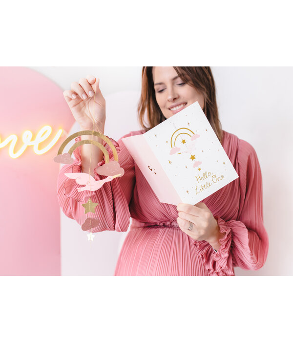 Geboortekaart Met Hangdecoratie Walvis Roze