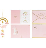 Geboortekaart Met Hangdecoratie Walvis Roze