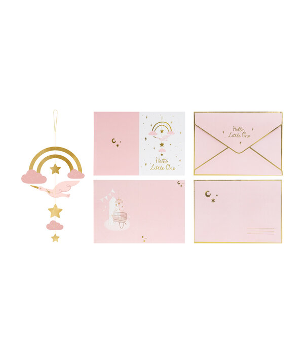 Geboortekaart Met Hangdecoratie Walvis Roze