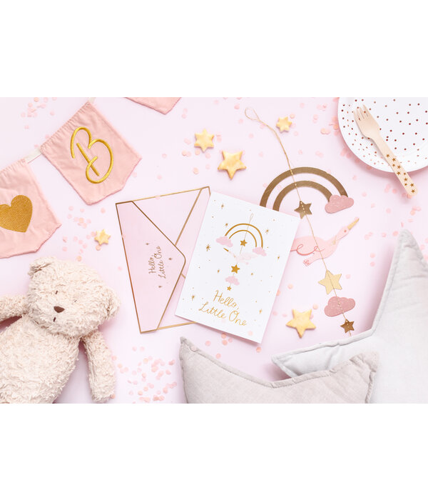 Geboortekaart Met Hangdecoratie Walvis Roze