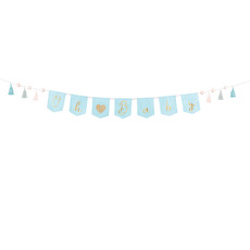 Blauwe Geboorte Banner 'Oh Baby' Met Tassels (2,5m)