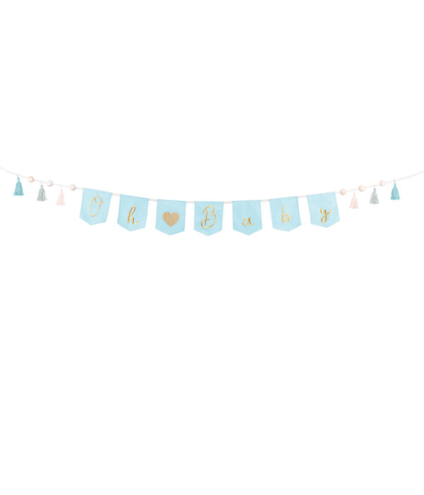 Blauwe Geboorte Banner 'Oh Baby' Met Tassels (2,5m)