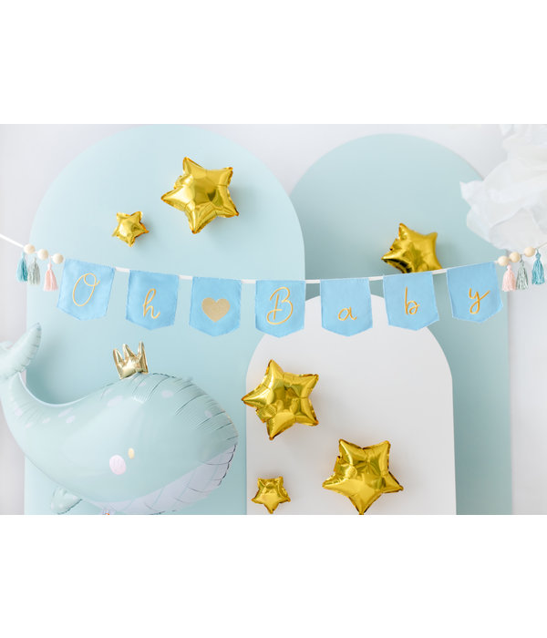 Blauwe Geboorte Banner 'Oh Baby' Met Tassels (2,5m)