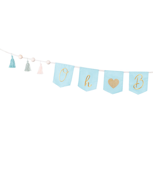 Blauwe Geboorte Banner 'Oh Baby' Met Tassels (2,5m)