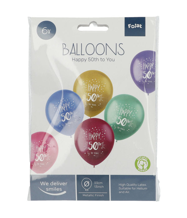Ballonnen 'Happy 50th To You' Meerkleurig (6st)