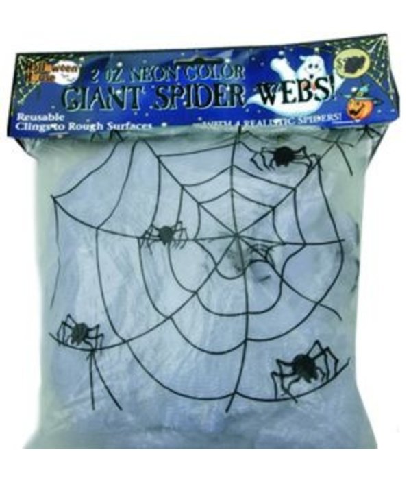 Spinneweb wit 50gr + 2 glow in dark spinnen