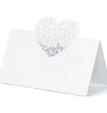 Bruiloft Naamkaartjes Hart Wit (10st)