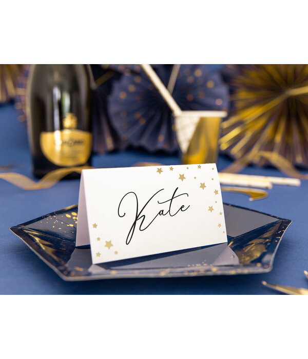 Naamkaartjes Sterren Wit/Goud (10st)