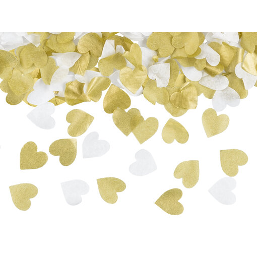 Confetti Hartjes Goud/Wit
