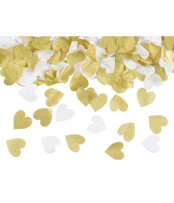 Confetti Hartjes Goud/Wit