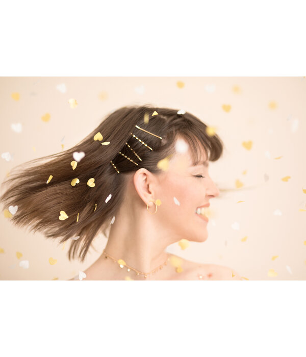 Confetti Hartjes Goud/Wit