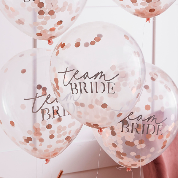 Vrijgezellenfeest &apos;Team Bride&apos; Confetti Ballonnen (5st)