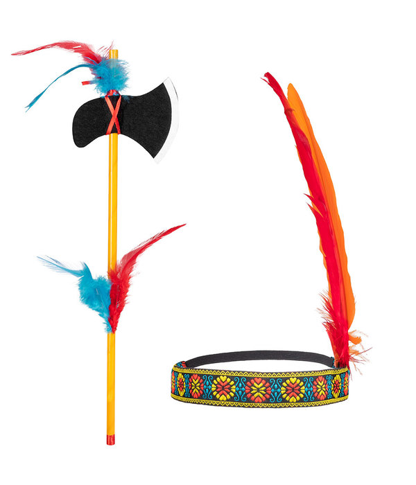 Indianenset Cheyenne (Tomahawk + Hoofdband)