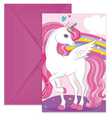 Regenboog Magic Eenhoorn Uitnodigingen met envelop (6st)