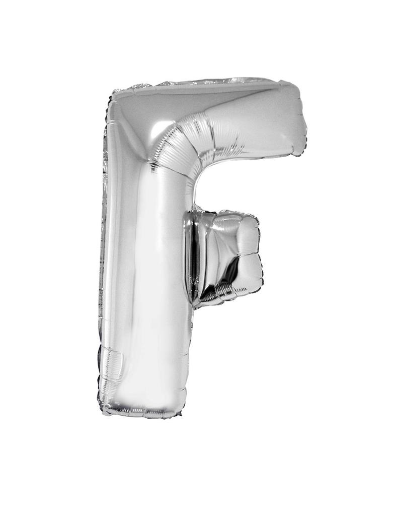Folieballon Zilver Letter &apos;F&apos; Groot afbeelding