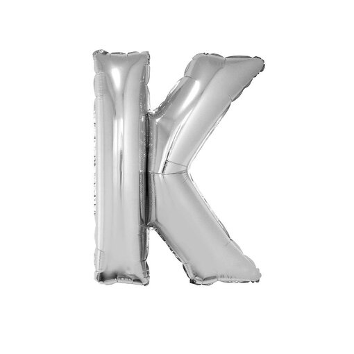 Folieballon Zilver Letter 'K' Groot