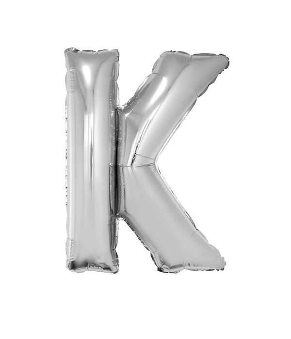 Folieballon Zilver Letter 'K' Groot