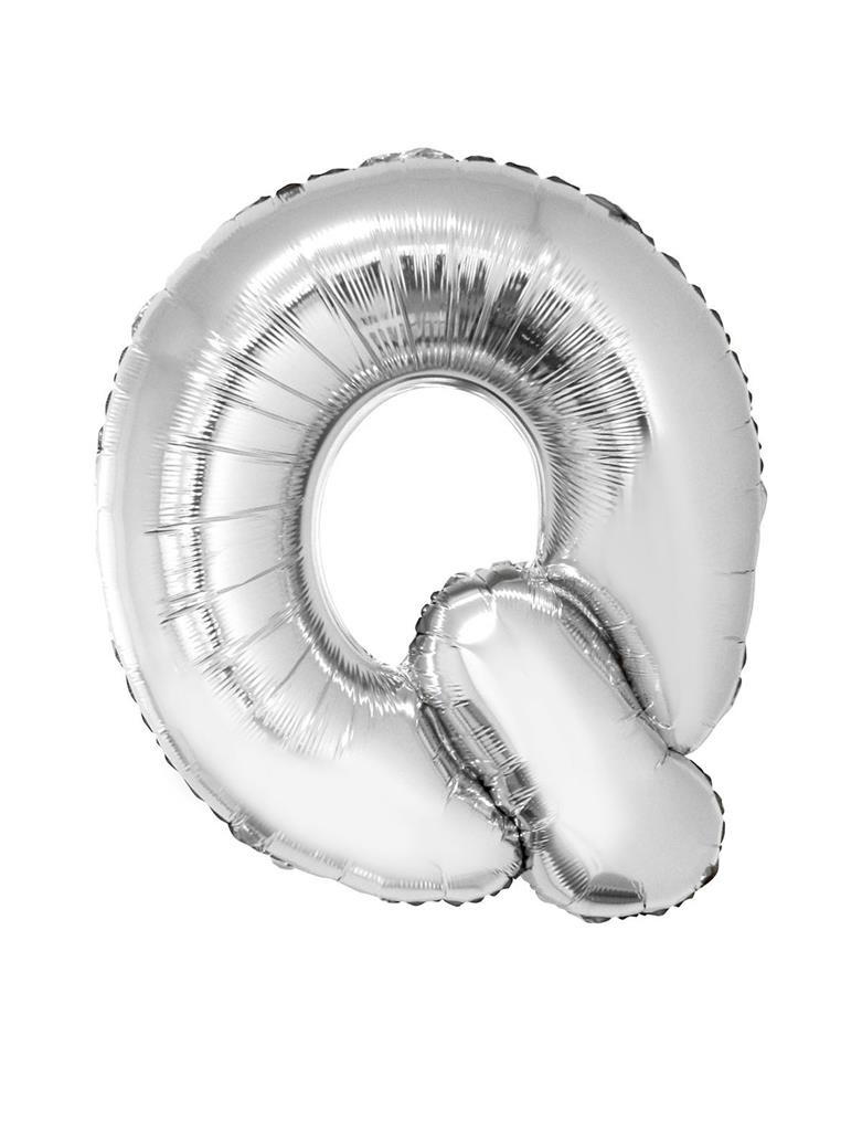 Folieballon Zilver Letter &apos;Q&apos; Groot afbeelding