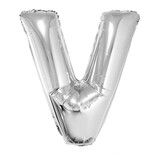 Folieballon Zilver Letter 'V' Groot