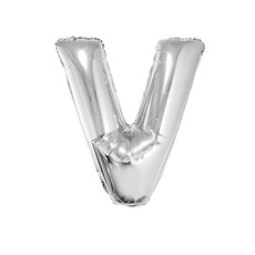 Folieballon Zilver Letter 'V' Groot