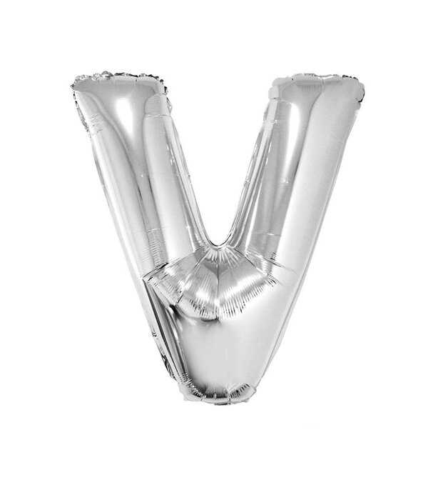 Folieballon Zilver Letter 'V' Groot