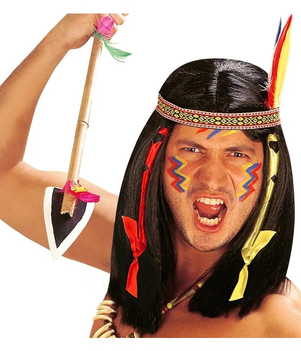 Indianenpruik met haarband en veer