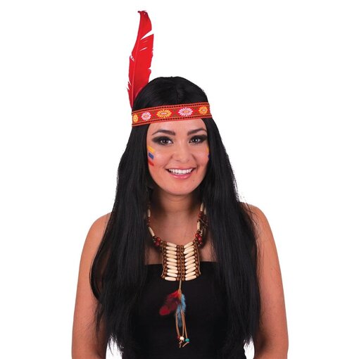 Indianenpruik met hoofdband en veer Anoki