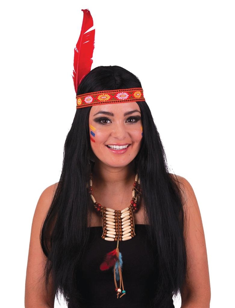 Indianenpruik met hoofdband en veer Anoki