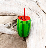 Watermeloen beker met rietje