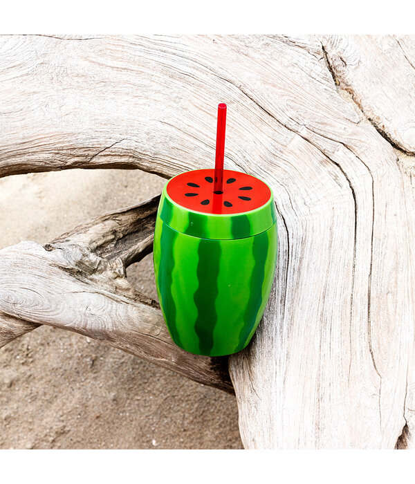 Watermeloen beker met rietje