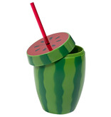 Watermeloen beker met rietje