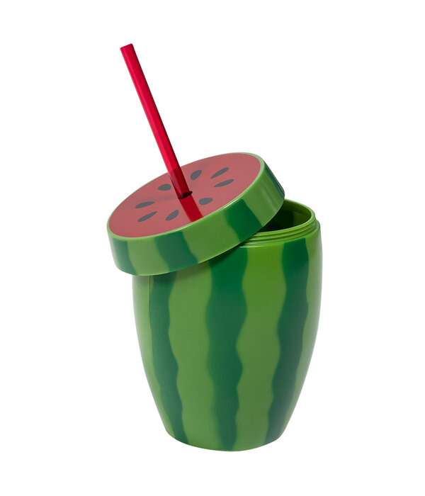 Watermeloen beker met rietje