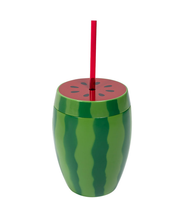 Watermeloen beker met rietje