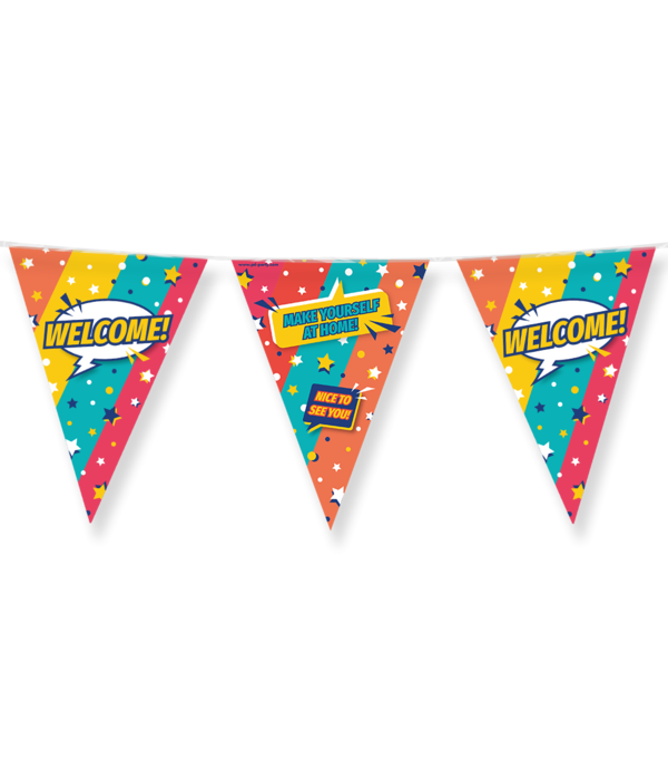 Vlaggenlijn 'Welcome' Rainbow (10m)