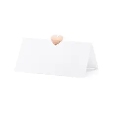 Naamkaartje Bruiloft Hart Rosé Goud (10st)