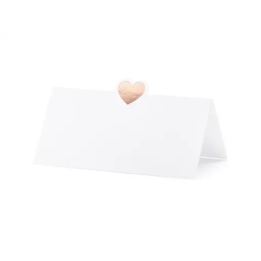 Naamkaartje Bruiloft Hart Rosé Goud (10st)