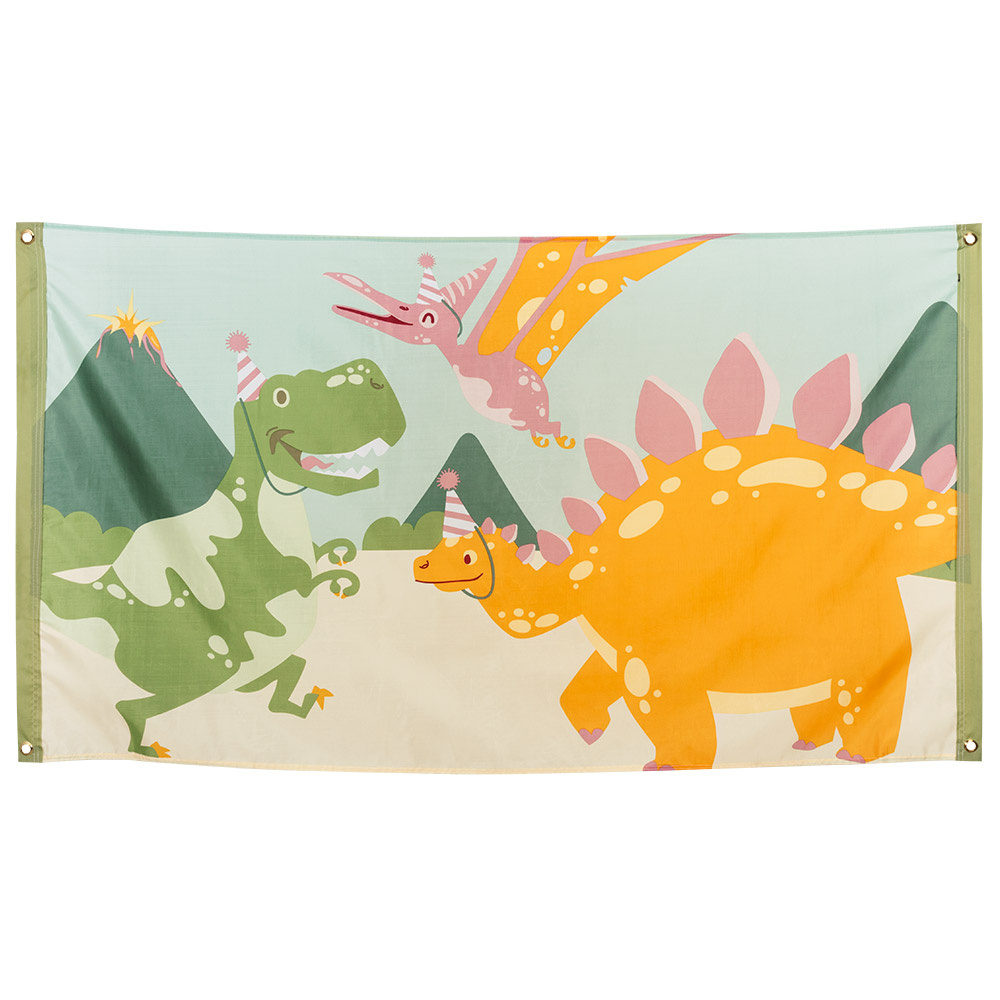 Vlag Dino Party (90x150cm) afbeelding