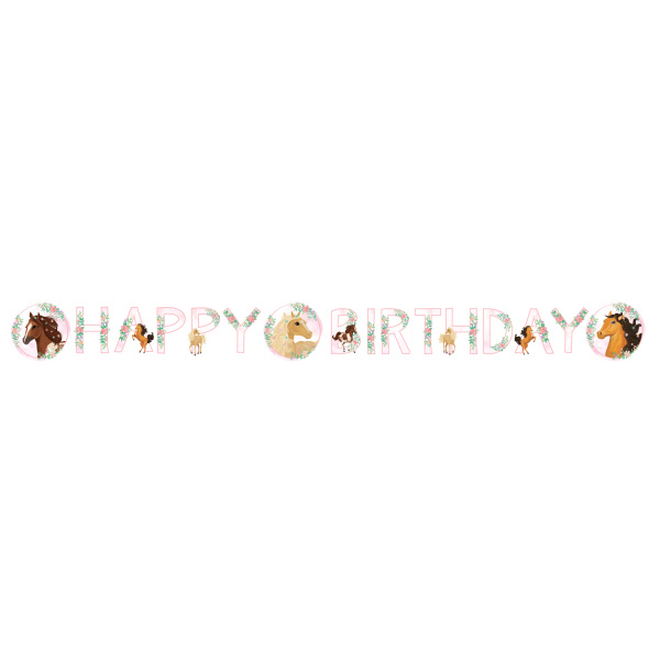 Letterslinger Verjaardag Paarden Beautiful (140x15cm) afbeelding
