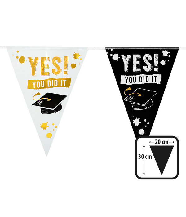 Vlaggenlijn 'Yes You Did It' zwart/wit (6m)