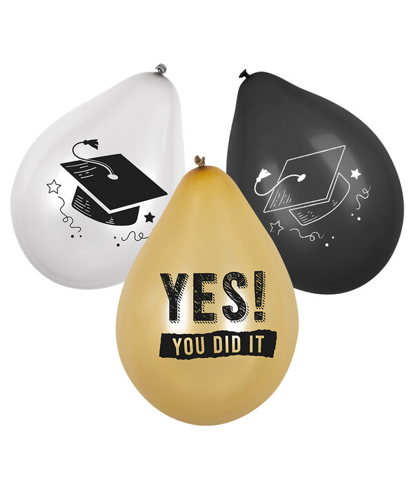 Set Latex ballonnen Yes You did It Afstudeerhoed (6st)