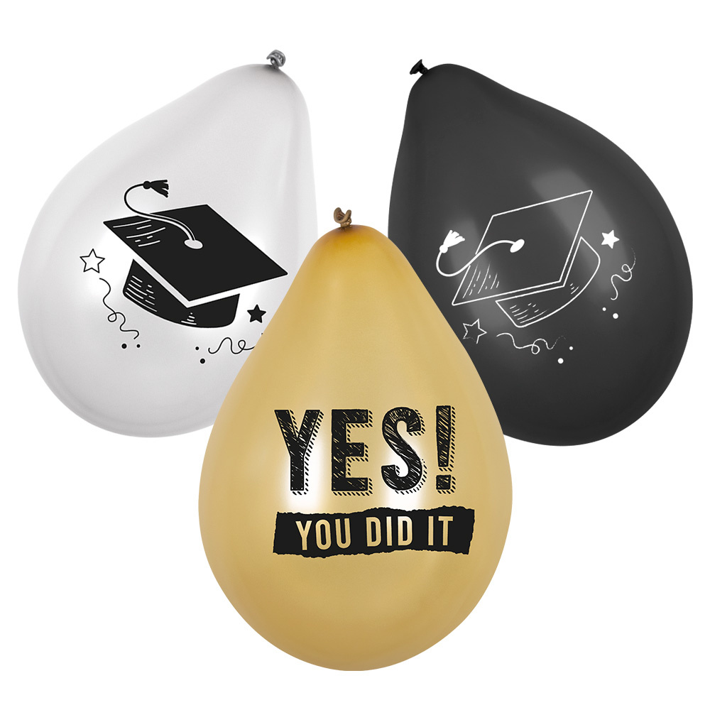 Set Latex ballonnen Yes You did It Afstudeerhoed (6st) afbeelding