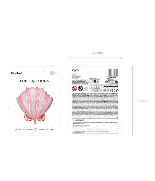 Folieballon Bride To Be Schelp (52x50cm)