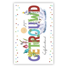 Felicitatiekaart 'Getrouwd' Zwanen