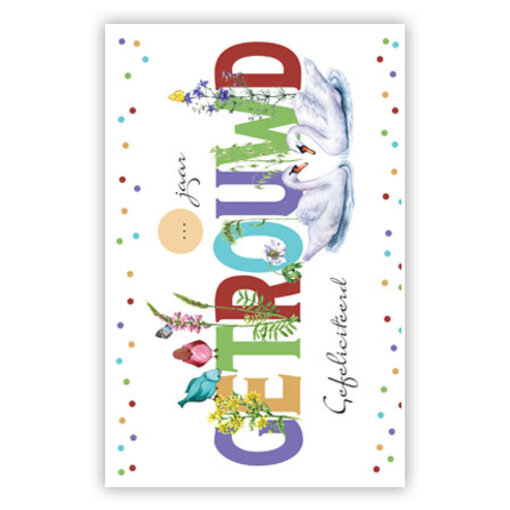 Felicitatiekaart 'Getrouwd' Zwanen