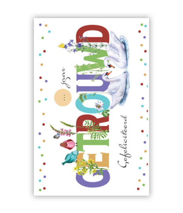 Felicitatiekaart 'Getrouwd' Zwanen