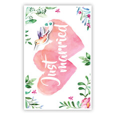 Huwelijkskaart 'Just Married' Hartjes