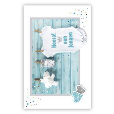 Felicitatiekaart Waslijn 'Hoera Een Jongen'