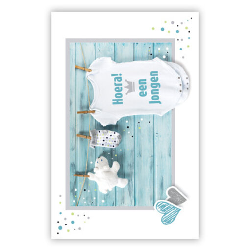 Felicitatiekaart Waslijn 'Hoera Een Jongen'