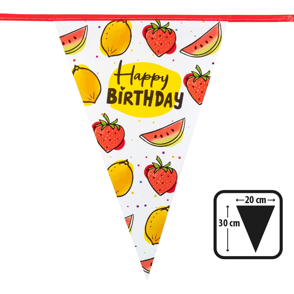Boland - PE vlaggenlijn Fruit 'Happy Birthday' - Tropisch