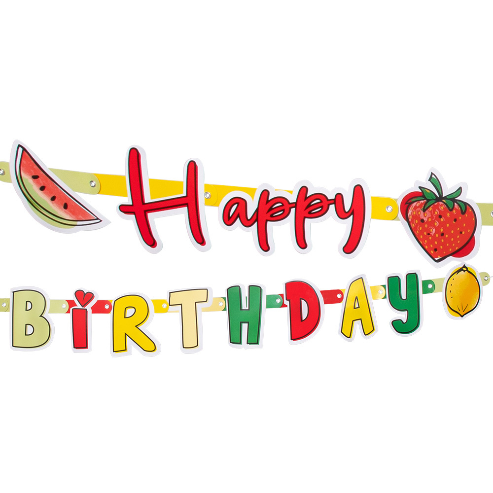 Boland - Kartonnen letterslinger Fruit 'Happy Birthday' - Tropisch